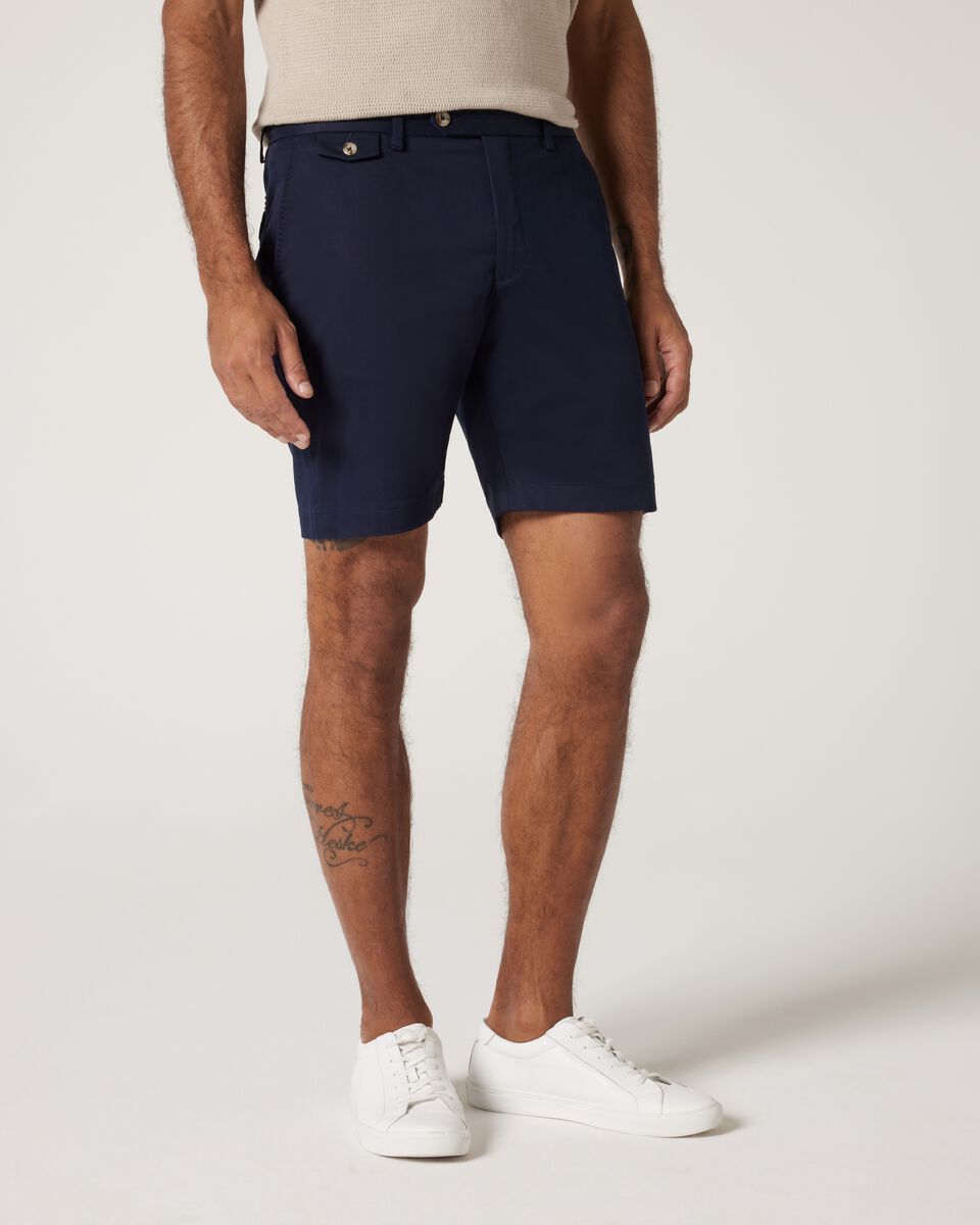Slim Stretch Cotton Stretch Chino Short, Navy, hi-res